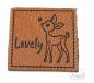 Preview: 1 Stück - XL KuNSTLEDER LABEL Lovely Deer  - AUFNÄHER MIT VORGEDRUCKTER NÄHNAHT - 40x40mm