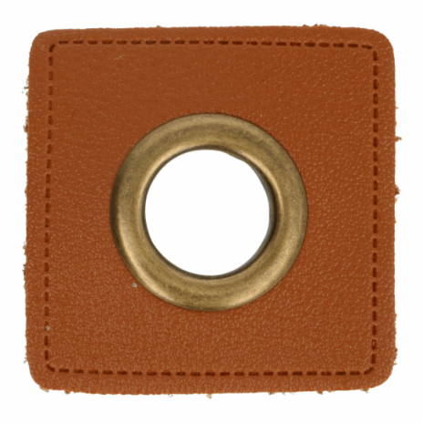 1 STÜCK KuNSTLEDER ÖSEN Patch BRAUN - 14mm - BRONZE