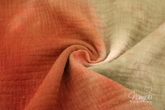 0,5 MTR. ♥  BATIK DouBLE GAUZE Baumwollstoff - ROST/KHAKI ♥