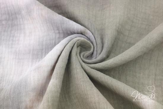 0,5 MTR. ♥  BATIK DouBLE GAUZE Baumwollstoff - FLIEDER/GRAU ♥