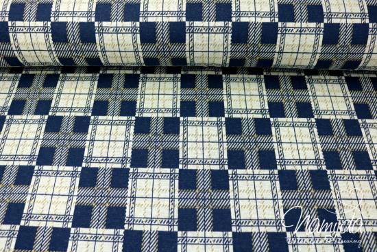 0,50 MTR. JACQUARD CoLLEGE GLITTER PLAID - NAVY/GoLD - LUREX