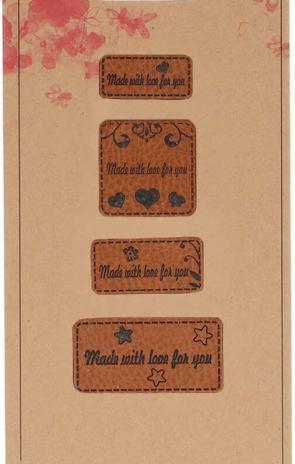 1 Stück - KuNSTLEDER LABEL SET MADE WITH LoVE FOR YOU - 4-TEILIG