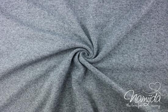 0,5 MTR. ♥ SOFT RIPP INTERLOCK JERSEY - SCHWARZ MELANGE - SUPER WEICH ♥