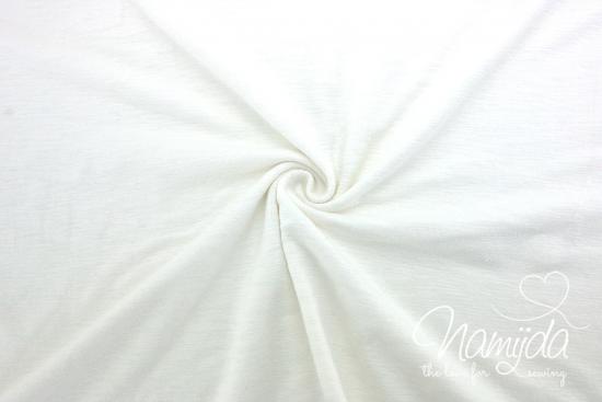 0,5 MTR. ♥ LEINEN SLUB JERSEY MELIERT - WeiSS