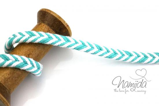 1 MTR. ♥ FLECHT KORDEL MINT/WeiSS - 10mm ♥