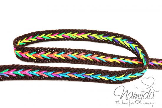 1 MTR. ♥ MuLTICOLOUR ZOPFMuSTER BAND - BRAUN  - 20mm ♥