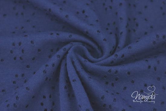 0,5 MTR. ♥ BAUMWOLLJERSEY LOCHSTICKEREI NAVY ♥