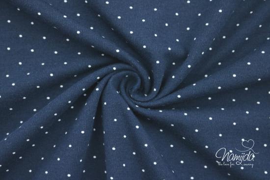 0,5 MTR. ♥ Jersey Pünktchen NAVY / WEISS -  Punktejersey ♥