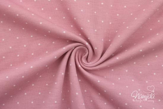 0,5 MTR. ♥ Jersey Pünktchen ROSE / WEISS -  Punktejersey ♥