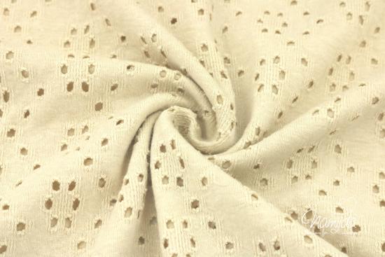 0,5 MTR. ♥ BAUMWOLLJERSEY LOCHSTICKEREI CREME/BEIGE ♥