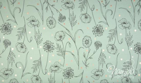 0,5 MTR. FLOWERS STARS SoMMERSWEAT - MINT ♥