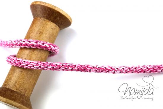 1 MTR. ♥ Geflochtene Hoodie Kordel PINK MELIERT - 8mm ♥