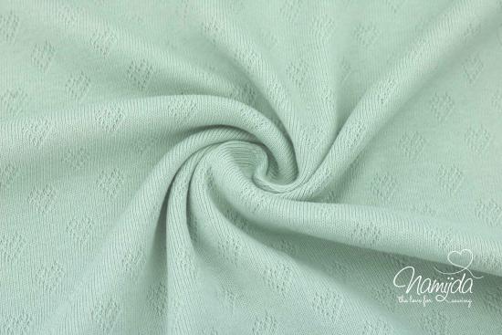 0,5 MTR. ♥ BAUMWOLLJERSEY POINTOILLE HERZSTICKEREI MINT ♥