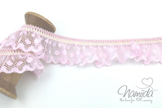 1 MTR. ♥ ELASTISCHE BAUMWOLL SPITZE -  RüSCHENBORTE  - RoSE - 3,5cm ♥