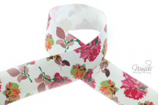 1 MTR. FLoWERS Gummiband 40mm - ALTRosA-PiNK