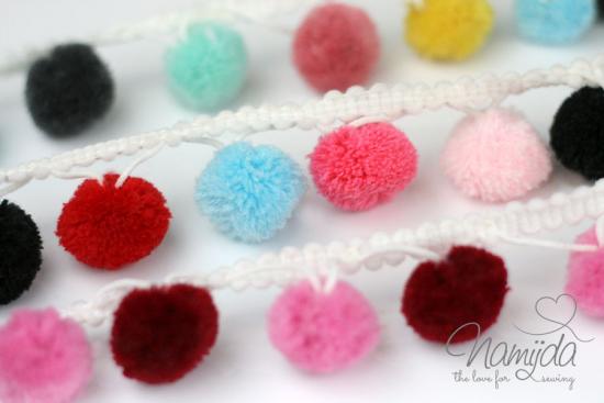 1 MTR. ♥ BiG POMPOM Bommelborte KHAKI/PiNK♥