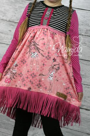 1Mtr. ♥XL Kunstleder Fransenband PINK - 12cm ♥