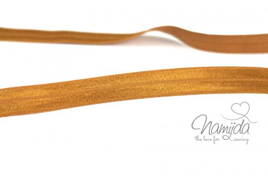 1 MTR. ♥ Elastisches Einfassband Cognac -  Falzgummi - Glänzend ♥