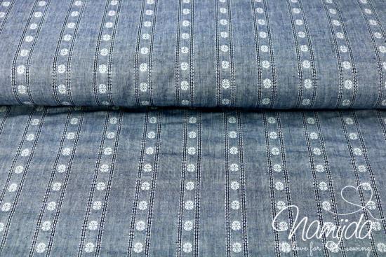 0,5 MTR. ♥ JACQUARD BAUMWOLLSTICKERREI NAVY - BAUMWOLLE