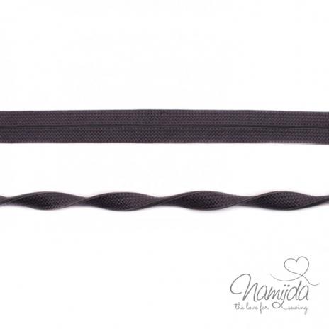 1 MTR. ♥ Elastisches Einfassband JACQUARD - Dunkelgrau - 20mm - Glänzend ♥