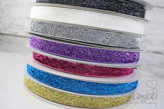 1 MTR. ♥ LUREX GLiTZERBAND GRAU - 15mm ♥