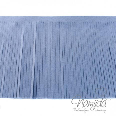 1Mtr. ♥XL Kunstleder Fransenband JEANS - 12cm ♥