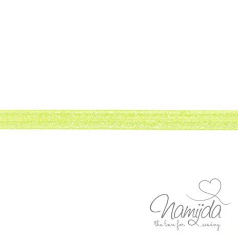 1 MTR. ♥ XL Elastisches Einfassband - GLITTER Lime - Falzgummi 20mm ♥