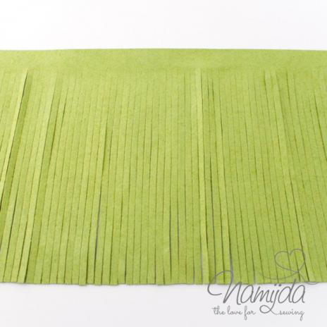 1Mtr. ♥XL Kunstleder Fransenband LIME - 12cm ♥