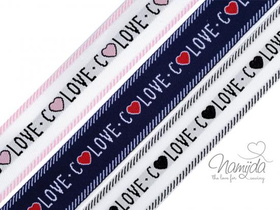 1 MTR. LOVE WEBBAND - SCHwARZ 2,8cm