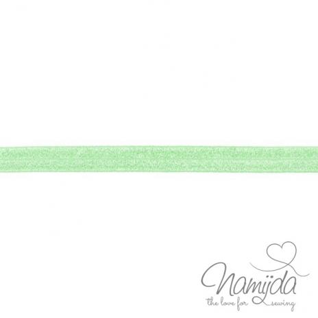 1 MTR. ♥ XL Elastisches Einfassband - GLITTER Mint - Falzgummi 20mm ♥