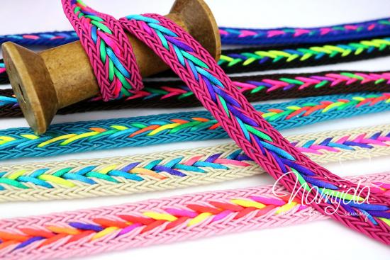 1 MTR. ♥ MuLTICOLOUR ZOPFMuSTER BAND - BRAUN  - 20mm ♥