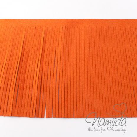 1Mtr. ♥XL Kunstleder Fransenband ORANGE - 12cm ♥