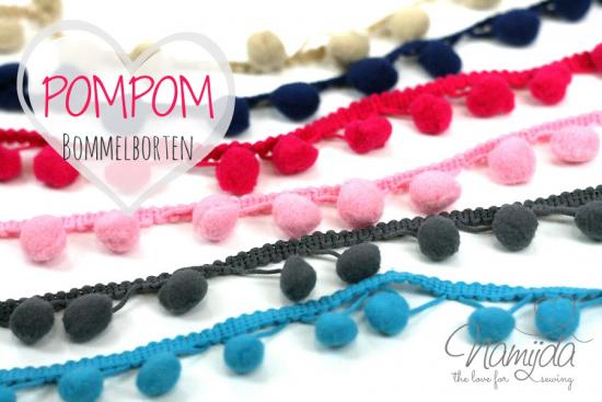 1 MTR. ♥ PomPom Bommelborte HeLL BLau ♥