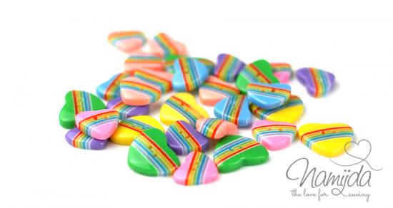 1 Stück ♥ RAINBOW HEART KnoPF GELB - 20mm ♥