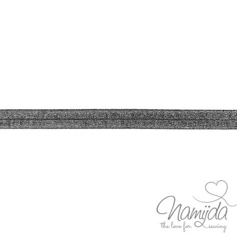 1 MTR. ♥ XL Elastisches Einfassband - GLITTER Schwarz - Falzgummi 20mm ♥