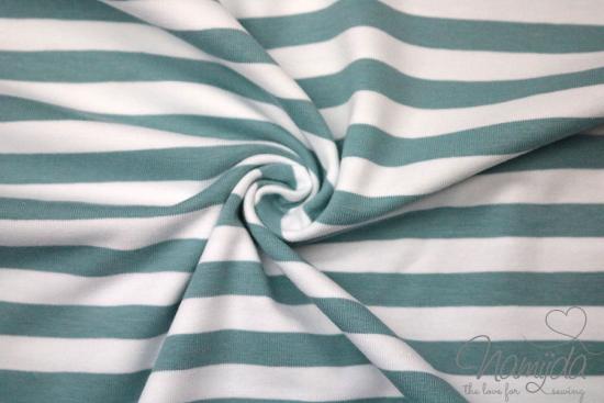 0,5 MTR. ♥JERSEY - Ringeljersey - MINT/WEISS ♥