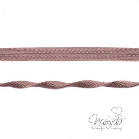 1 MTR. ♥ Elastisches Einfassband JACQUARD - Taupe - 20mm - Glänzend ♥