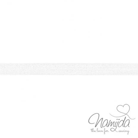 1 MTR. ♥ XL Elastisches Einfassband - GLITTER Weiss - Falzgummi 20mm ♥