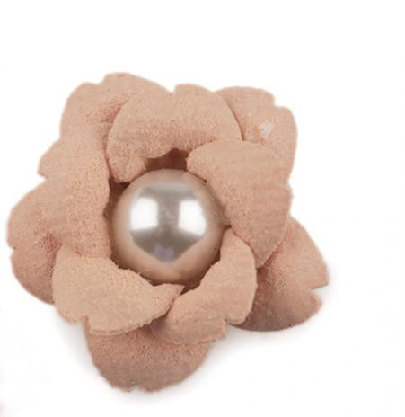 1 Stck. ♥ BLUME MIT PERLE - APRICOT - 23mm ♥