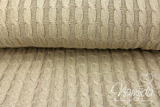 0,5 MTR. ♥ BAUMWOLL ZOPF STRICK – BEIGE - BREITE 110cm ♥