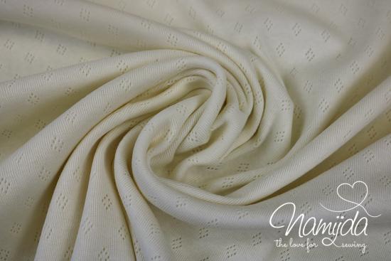 0,5 MTR. ♥ BAUMWOLLJERSEY POINTOILLE Lochstickerrei CREME ♥