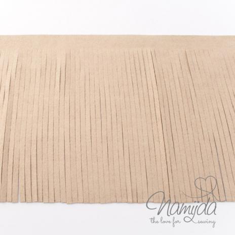 1Mtr. ♥XL Kunstleder Fransenband CREME - 12cm ♥