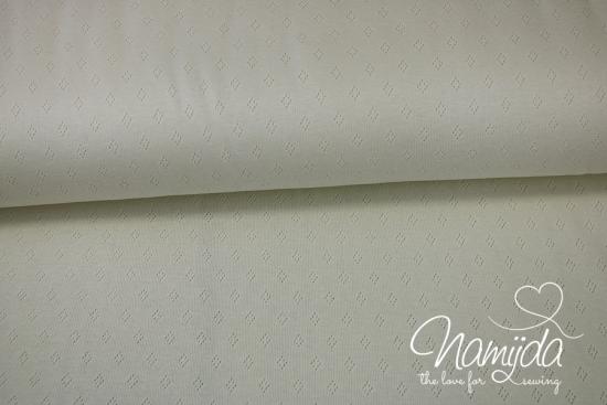 0,5 MTR. ♥ BAUMWOLLJERSEY POINTOILLE Lochstickerrei CREME ♥