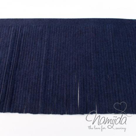 1Mtr. ♥XL Kunstleder Fransenband DUNKELBLAU - 12cm ♥