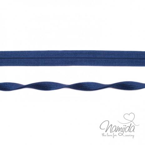 1 MTR. ♥ Elastisches Einfassband JACQUARD - Dunkelblau - 20mm - Glänzend ♥