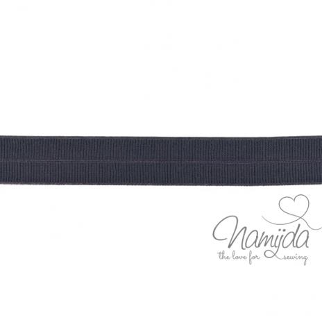 1 MTR. ♥ Elastisches Einfassband MATT - DuNKELGRAU - 20mm ♥