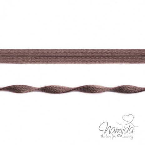 1 MTR. ♥ Elastisches Einfassband JACQUARD - Dunkel Taupe- 20mm - Glänzend ♥