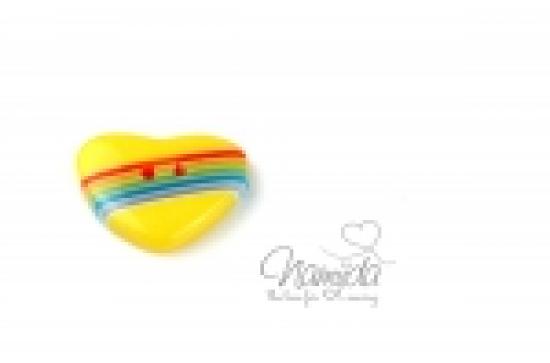 1 Stück ♥ RAINBOW HEART KnoPF GELB - 16 mm ♥