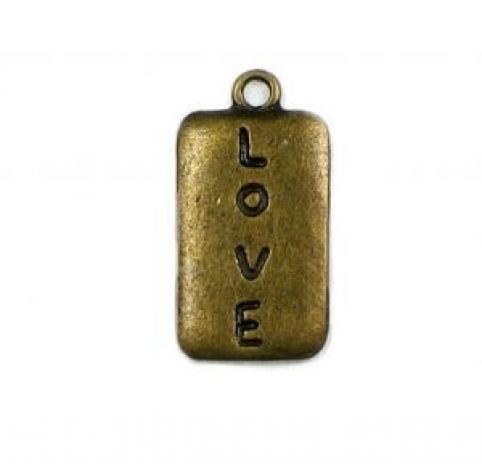 1 Stück - LOVE Anhänger  - ANTIK GoLD - 25x13mm