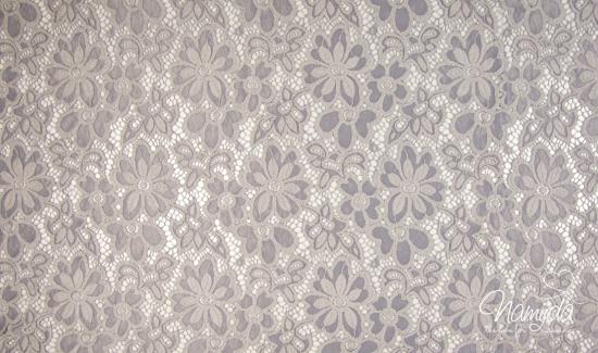 0,5 MTR. ♥ Elastische Spitze SoMMERBLUMEN - Grau - Spitzenstoff ♥